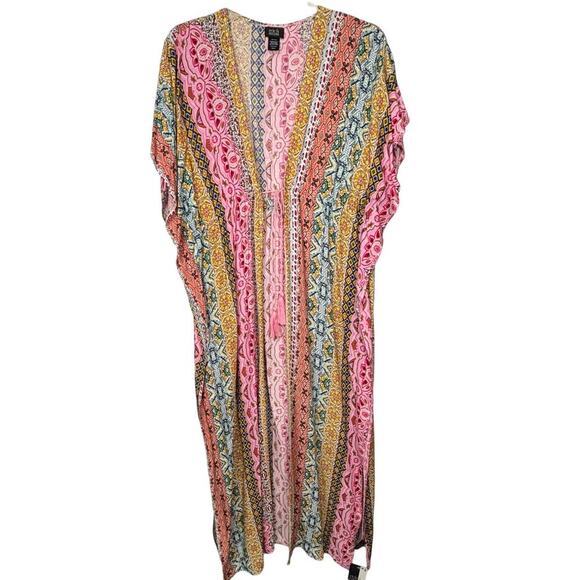 NWT evie & emma Multicolor Lightweight Short Sleeve Spring Duster One Size - Picture 1 of 4